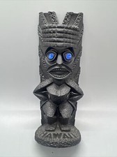 70'S VTG COCO JOE'S KANALOA *GOD OF LONG LIFE* BLUE EYES HAWAIIAN LAVA FIGURINE picture