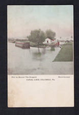 Columbia PA Pennsylvania Canal Lock Lancaster County Hand Colored Postcard picture