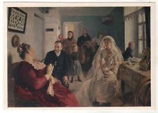 1976 Waiting for the Best Man Groom Bride Interior ART OLD Russian Postcard picture