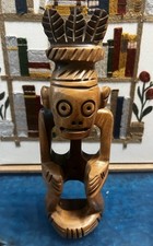Carved Wood Marquesas Tiki Figure Polynesia Southern Pacific Style Art 10.5” picture