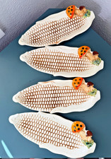 Vintage Sears Roebuck Merry Mushroom Corn Dish Set of Four Cob MCM Thanksgiving picture