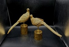 2pc Frontgate PRE-PRODUCTION SAMPLE Golden Hand Gilded Pheasant Figural Set picture