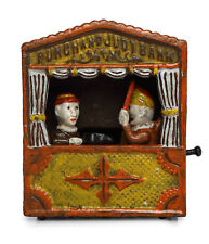 ANTIQUE / VINTAGE STYLE CAST IRON MECHANICAL PUNCH AND JUDY MONEY BOX BANK picture