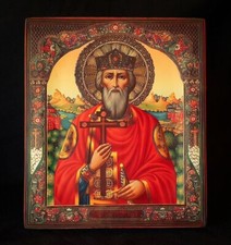 Wooden icon `Saint Prince Vladimir` Handcrafted Religious Collectible Item picture