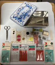 VTG Hellema Hallum Holland Cookie Tin w/ Mix Lot of Sewing Items (FC202-6Q5324 picture