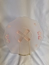 Pink Depression Floral Shallow Round Bowl Footed Dish 10