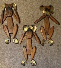 RARE 1967 MCM MASKETEERS 3 WISE MONKEY'S SEE NO, HEAR NO, SPEAK NO EVIL WALL ART picture