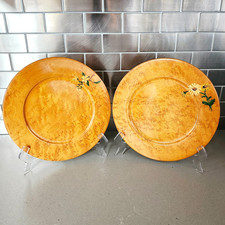 Vintage G.H. Specialty Milwaukee 10” Plate Burlwood Hand Painted Floral Lot of 2 picture