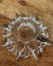DePlomb Sunburst 24 Lead Crystal Votive Holder Clear Celestial Rays Elegant USA picture