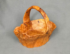 Vtg Hand-Carved Burl Wood Basket (Kago) in Kurinuki Style - Shōwa Period '26-'89 picture