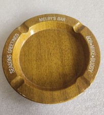 Vintage Metal Ashtray • Melby's Bar Bob•Mike•Buddy • Seasons Greetings  picture