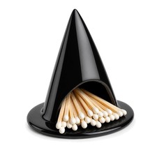 Witch Hat Match Holder with Striker, Black Ceramic Halloween Home Decor picture