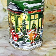 M&M's Holiday Tin 1998 Holiday Santa's Village Christmas Collectible Octagon Vtg picture