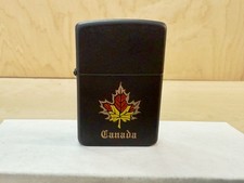 Zippo - Canada Maple Leaf Lighter - Flat Black - Niagara Falls Ontario picture