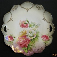 Antique Porcelain China Handled Floral Handled Serving Plate Marked R S Prussia picture