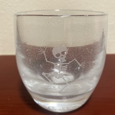 Extremely Hard to Find Glow In The Dark Halloween skeleton Glassybaby Votive picture