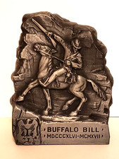 Vintage Buffalo Bill Cody Coin Bank Metal Recast Nickel Finish 1974 Banthrico picture