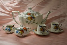 Crown Ducal Art Deco Pomegranate Tea Set 3 Pc With 2 Coffee Can Cups  1920's picture