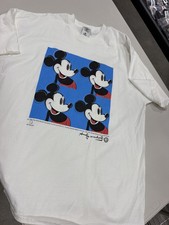 Vintage 1996 Andy Warhol Mickey Mouse Pop Art T-Shirt White Made in USA XL picture