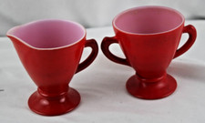 Hazel Atlas Modertone Red Milk Glass Sugar Creamer picture
