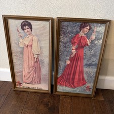Pairof 1907 Anheuser-Busch Budweiser Beer Girl Wood Signs American picture