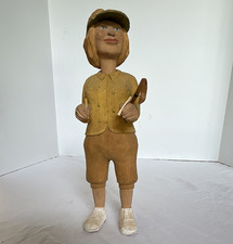 Handmade Hand-Painted Wood Golfer Figurine Signed Howard Lester 1968 10” picture