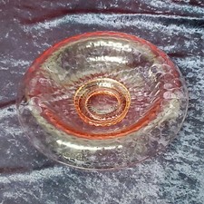 Pink Depression Glass Waterfall Rolled Edge Bowl Console Centerpiece Compote 9¼