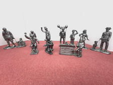 vintage Lot of 10 Michael Ricker Pewter Statues Clowns most signed and dated picture