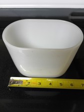 Vintage White Milk Glass Vase-Mate Oval Vase Planter Flower Pot picture