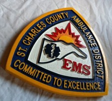 Fire Department St. Charles County EMS 3D routed wood patch Plaque sign Custom picture