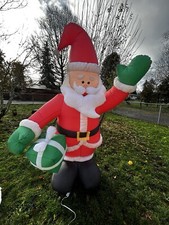 Gemmy 8 Ft Light-Up Airblown Santa w/ Gift – Tested Working – w/ Box picture
