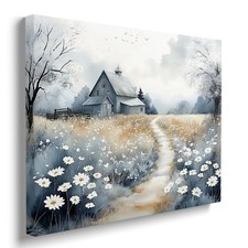 Xkk Framed Vintage Print French Country Farmhouse Floral Nature Picture Wall picture