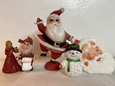 Vintage Christmas Lot Flocked Celluloid Santa Frosty The Snowman Hong Kong MCM picture
