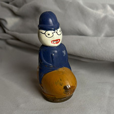 RARE Antique Glass Candy Container Policeman Riding Football Original Paint picture