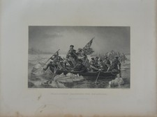 Antique Revolutionary War Washington Crosses The Delaware 1878 Engraving Art picture