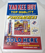 Rare Vintage Chinese Yankee Boy Kwong Hing Tai Flashlight Firecrackers Poster picture