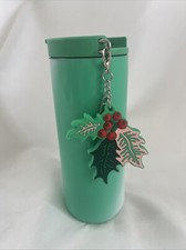 2024 Starbucks CHRISTMAS VACUUM INSULATED TUMBLER Green White HOLLY Charm 12 OZ picture