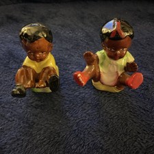 VTG Collectable Folk Art Boys Playing Salt & Pepper Shakers picture