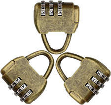 3-Pcs Mini 3-Digit Combination Padlocks Bronze Antique Style Small Keyless Lock picture