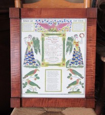 Antique 1854 Penn German Fraktur Birth Baptism Hand Painted Custom Frame HISTORY picture