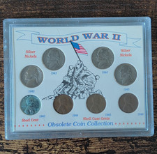 WW II U.S. Coin Collection Set 1942-46 Silver Nickels, Steel Cent, Shell Cents picture