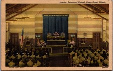 Camp Grant Illinois Emmanuel Chapel Interior WWII Soldiers Curteich Postcard picture
