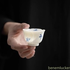 30Ml Ceramics Butterfly Orchid Household Master's Cup Hand-Drawn Tea Tasting Cup picture