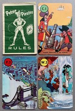 Vtg. 1953 Walt Disney/Castell Bros. Peter & the Pirates, 3 Cards + Rules Booklet picture