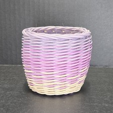 Mini Hand Woven Round Reed Basket Purple Ombre 3 Inch Small Pastel Decorative picture