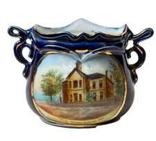 DURHAM - PUBLIC SCHOOL - ONTARIO CANADA Souvenir ANTIQUE CHINA COBALT TRINKET picture