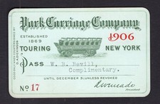 USA New York 1906 Park Carriage Company Pass picture