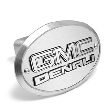 GMC Denali 3D Logo on Brushed Oval Billet Aluminum Hitch Cover picture