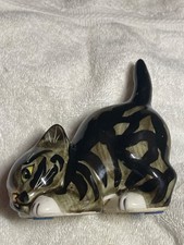 Seymour MANN Brown Tabby Cat Porcelain Kitten Figurine Vintage 1978 Japan 5.5