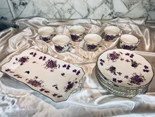 Vintage (1939-1952) 13 Piece Hammersley Victorian Violets Fluted, Gold Trim picture